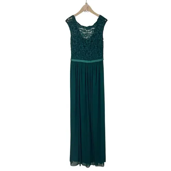 NWT David's Bridal F19328 Bridesmaid Dress in Juniper Green Size 0 - Picture 2 of 8